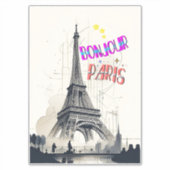Sticker Bonjour Paris coloré (Devant)