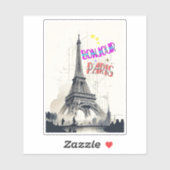 Sticker Bonjour Paris coloré (Feuille)