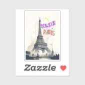 Sticker Bonjour Paris coloré (Feuille)