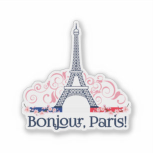 Sticker Bonjour Paris Cute Design Parisien