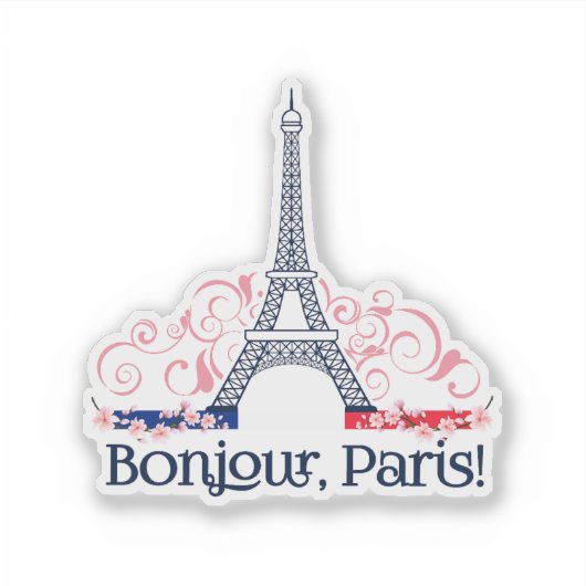 Sticker Bonjour Paris Cute Design Parisien (Devant)