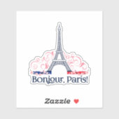 Sticker Bonjour Paris Cute Design Parisien (Feuille)