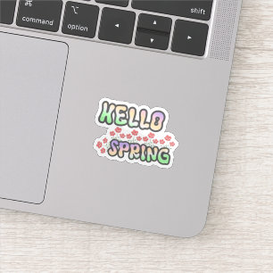 Sticker Bonjour Printemps   Affiche aux motifs floraux fra