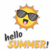 Sticker Bonjour Summer Sun avec lunettes de soleil (Devant)