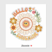 Sticker Bonjour Sunshine botanique fleurs hippie scrapbook (Feuille)
