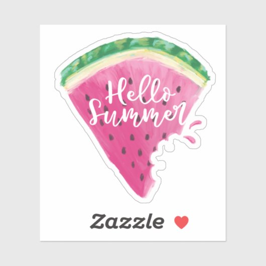 Sticker Bonjour Watercolor Watermelon Fruit Slice (Feuille)