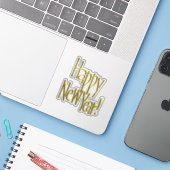 Sticker Bonne Année  (Ordinateur portable avec iPhone)