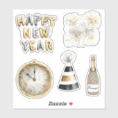 Sticker Bonne année gris or (Feuille)