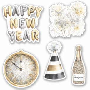 Sticker Bonne année gris or