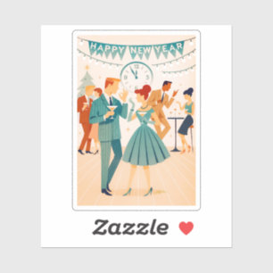 Sticker Bonne année Mid Century La danse du Martini
