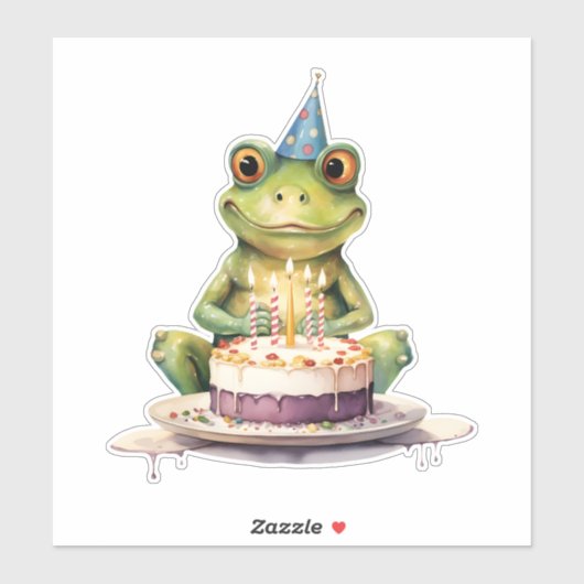 Sticker Bonne Anniversaire Funny grenouille (Feuille)
