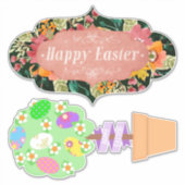 Sticker Bonne bannière de Pâques et Topiary mignonne (Devant)