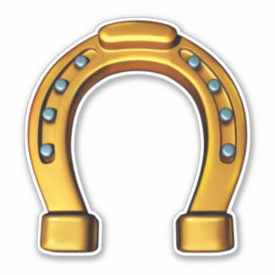 Sticker Bonne chance vinyle en fer à cheval doré