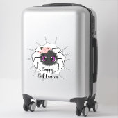 Sticker Bonne Halloween mignonne araignée avec Roses (Sur valise)