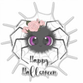 Sticker Bonne Halloween mignonne araignée avec Roses (Devant)