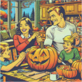 Sticker Bonne Halloween Nostalgale Citrouilles de la sculp (Devant)