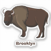 Sticker Bonne illustration de bison américain (Recto)