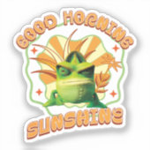 Sticker Bonne Matinée soleil Funny Grumpy Chameleon (Recto)