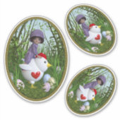 Sticker Bonne Pâques - équitation sur la poule (Devant)