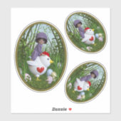 Sticker Bonne Pâques - équitation sur la poule (Feuille)