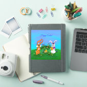 Sticker Bonne Pâques ! Lapin avec lapin et poussin (Couverture iPad)