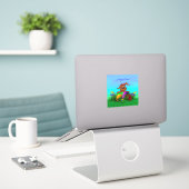 Sticker Bonne Pâques ! Lapin de Pâques (Ordinateur portable sur le bureau)