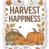 Sticker Bonne récolte - Citrouille d'automne et feuilles d (Devant)