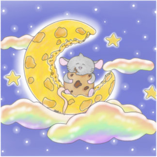 Sticker Bonne Souris Sur La Lune De Fromage