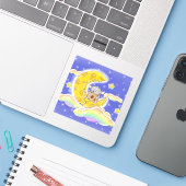 Sticker Bonne Souris Sur La Lune De Fromage (Ordinateur portable avec iPhone)