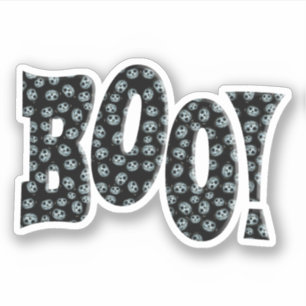 Sticker BOO! Avec Citrouille Blanche Halloween