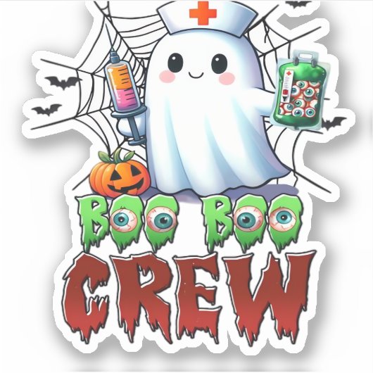 Sticker Boo Boo Crew Nurse Halloween Ghost Funny Classic T (Devant)