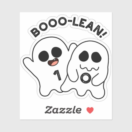Sticker Boo-lean Funny Computer Ghost Boolean Pun (Feuille)