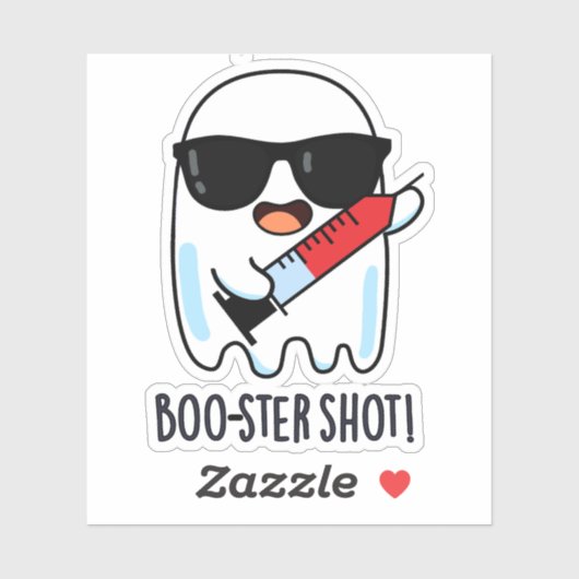 Sticker Boo-ster Shot Funny Ghost Vaccine Pun (Feuille)