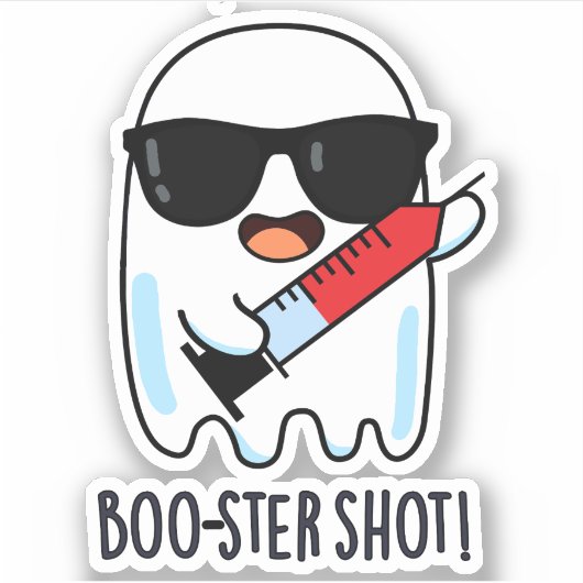 Sticker Boo-ster Shot Funny Ghost Vaccine Pun (Devant)