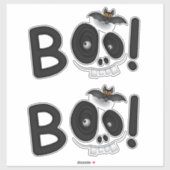 Sticker BOO with a Bite – Bat & Skull Halloween Lettering (Feuille)