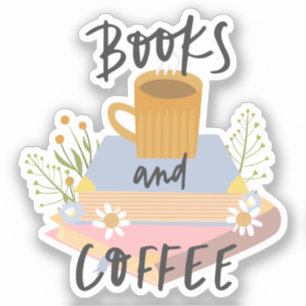 Sticker Book Sticker, Books and Coffee, Cadeaux