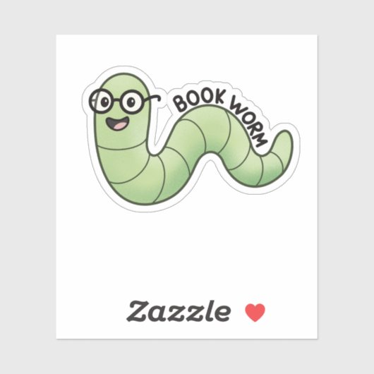 Sticker Book Worm Cute Bookish Book Lover Worm (Feuille)