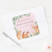 Sticker Bookplate Rose Boodland Animaux (Enveloppe)
