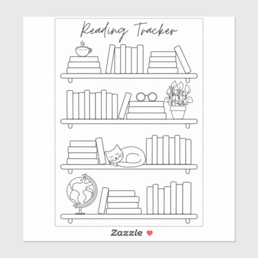 Sticker Bookshelf Reading Log Tracker Book Spine Coloring  (Feuille)