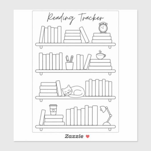 Sticker Bookshelf Reading Log Tracker Book Spine Coloring  (Feuille)