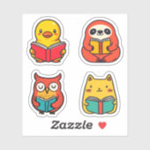 Sticker Bookworm Animals Lecture Livre mignonne Bookish (Feuille)
