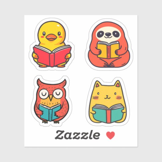 Sticker Bookworm Animals Lecture Livre mignonne Bookish (Feuille)