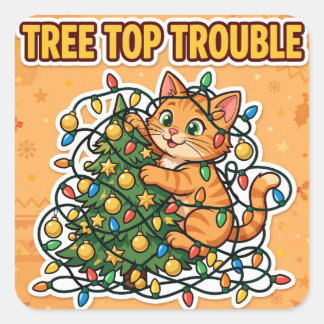 Sticker Boom op de Boom - Kattenkop Kerstmis