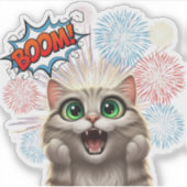 Sticker Boom ! Salut ! - Chat de feux d'artifice (Devant)