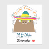 Sticker Booo The Cat Happy Cinco de Mayo, Cute Mexican (Feuille)