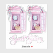 Sticker Booth de téléphone rose floral | Sweet 16 (Feuille)