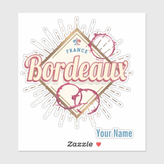 Sticker Bordeaux Nouvelle-Aquitaine France Vin Rétro (Feuille)