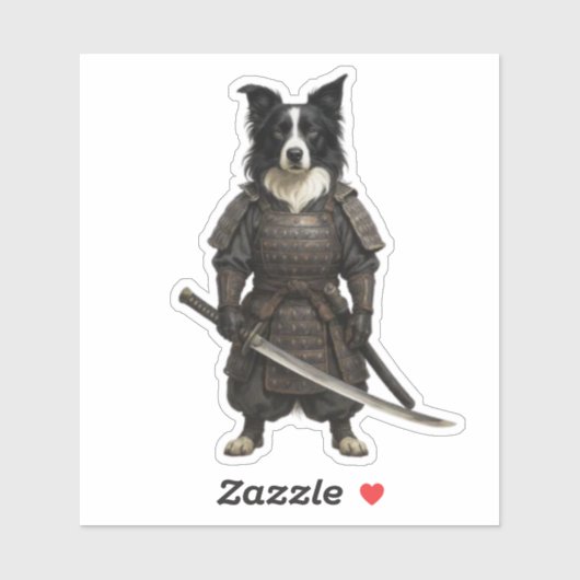Sticker Border Collie Samurai (Feuille)