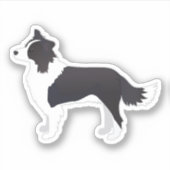Sticker Bordure Collie Noir race Chien Vue latérale Silhou (Devant)
