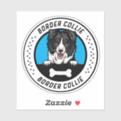 Sticker Bordure Collie Peeking Illustration Badge (Feuille)